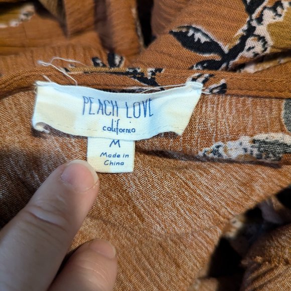 98. PEACH LOVE California Boho Floral Bell Sleeve Top – Medium - Picture 3 of 5